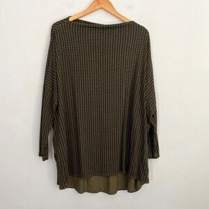 Bryn Walker Dimitri Tunic Top Women Size XL? Green Black Houndstooth